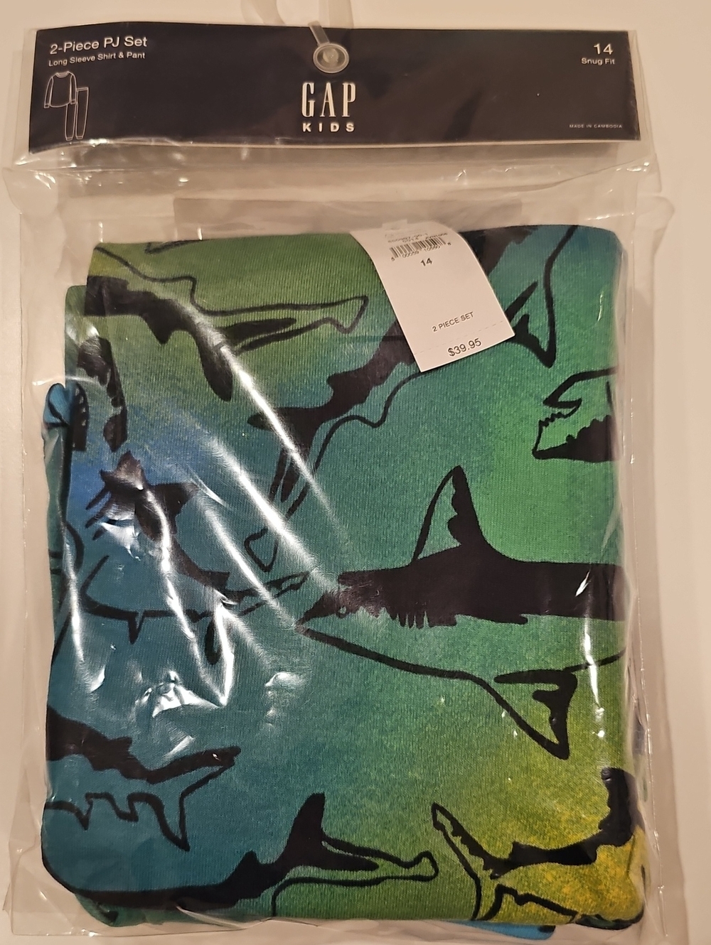 GAP Kids Blue & Green Shark Pajama Set